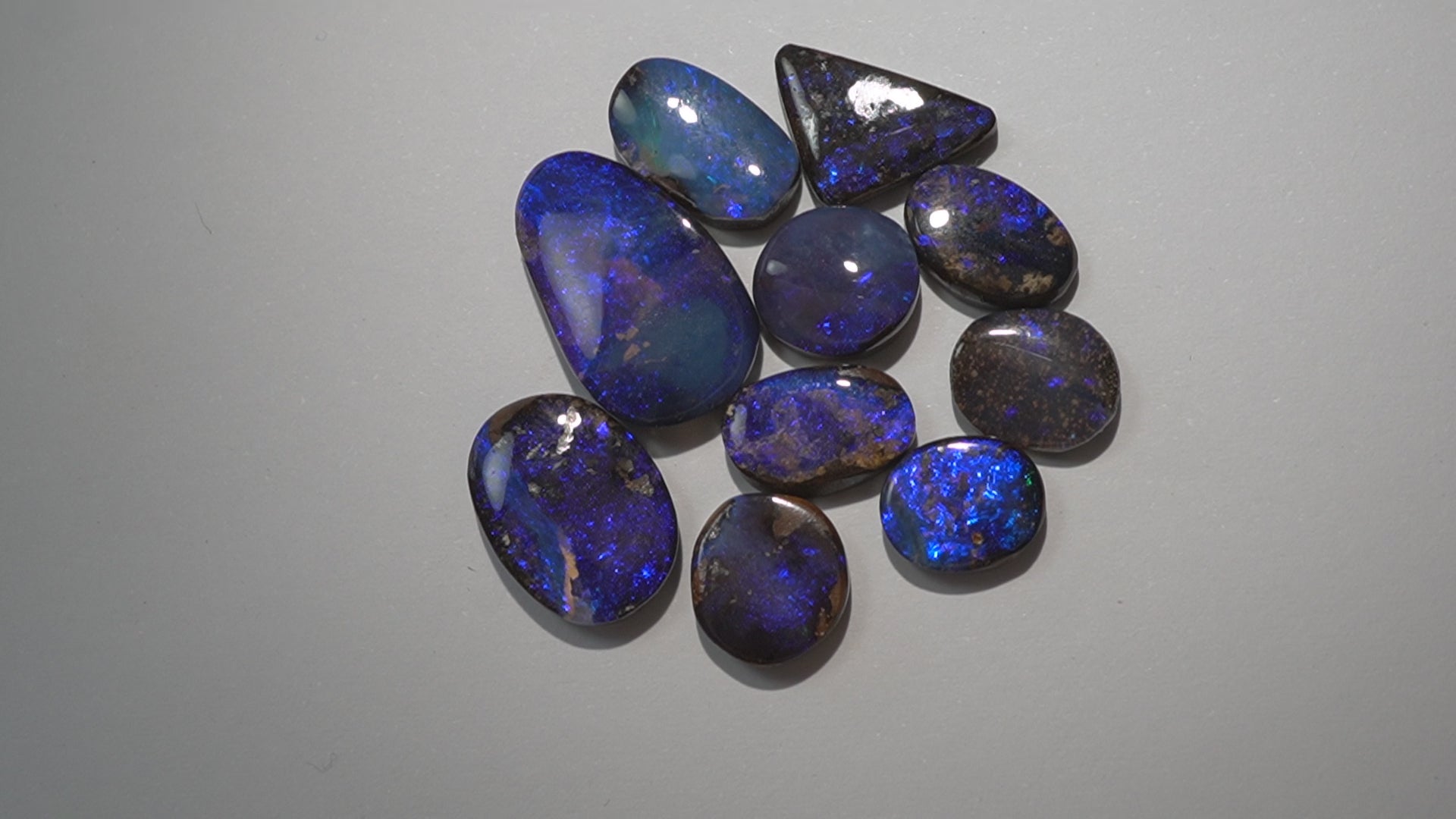 Bench Parcel - Indigo Blue Selection - 10 Stone Boulder Opal Lot (25.6ct Total)
