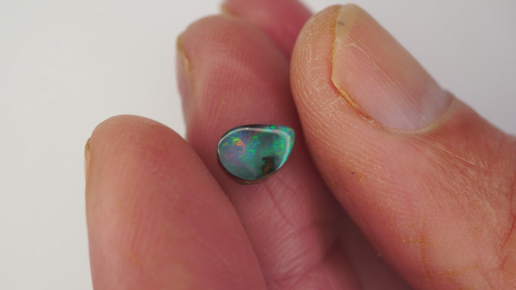 1.3 ct Dark Green Boulder Opal - Green & Orange Colour Play