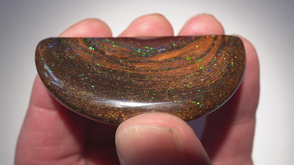 167.4ct Koroit Boulder Opal Specimen (Half Moon) — Nebula Drift