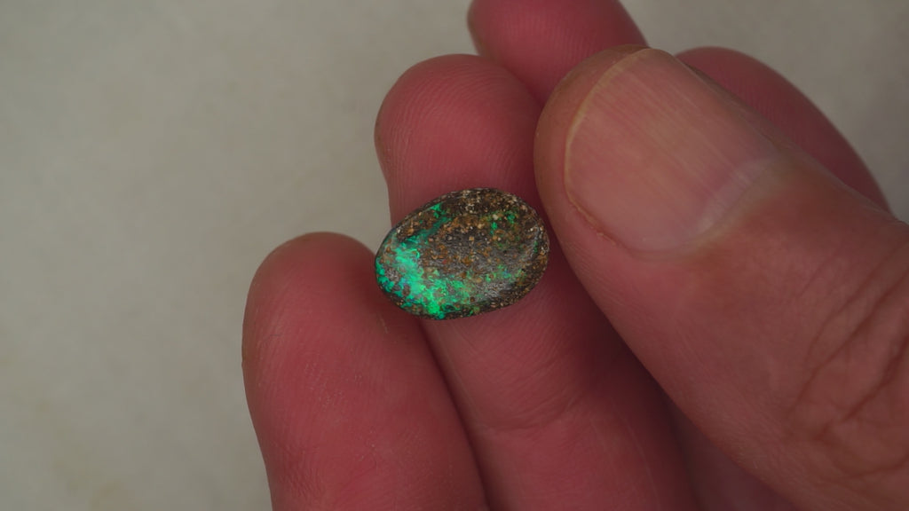 3.1ct Matrix Boulder Opal - Broad Plate of Bright Green Play