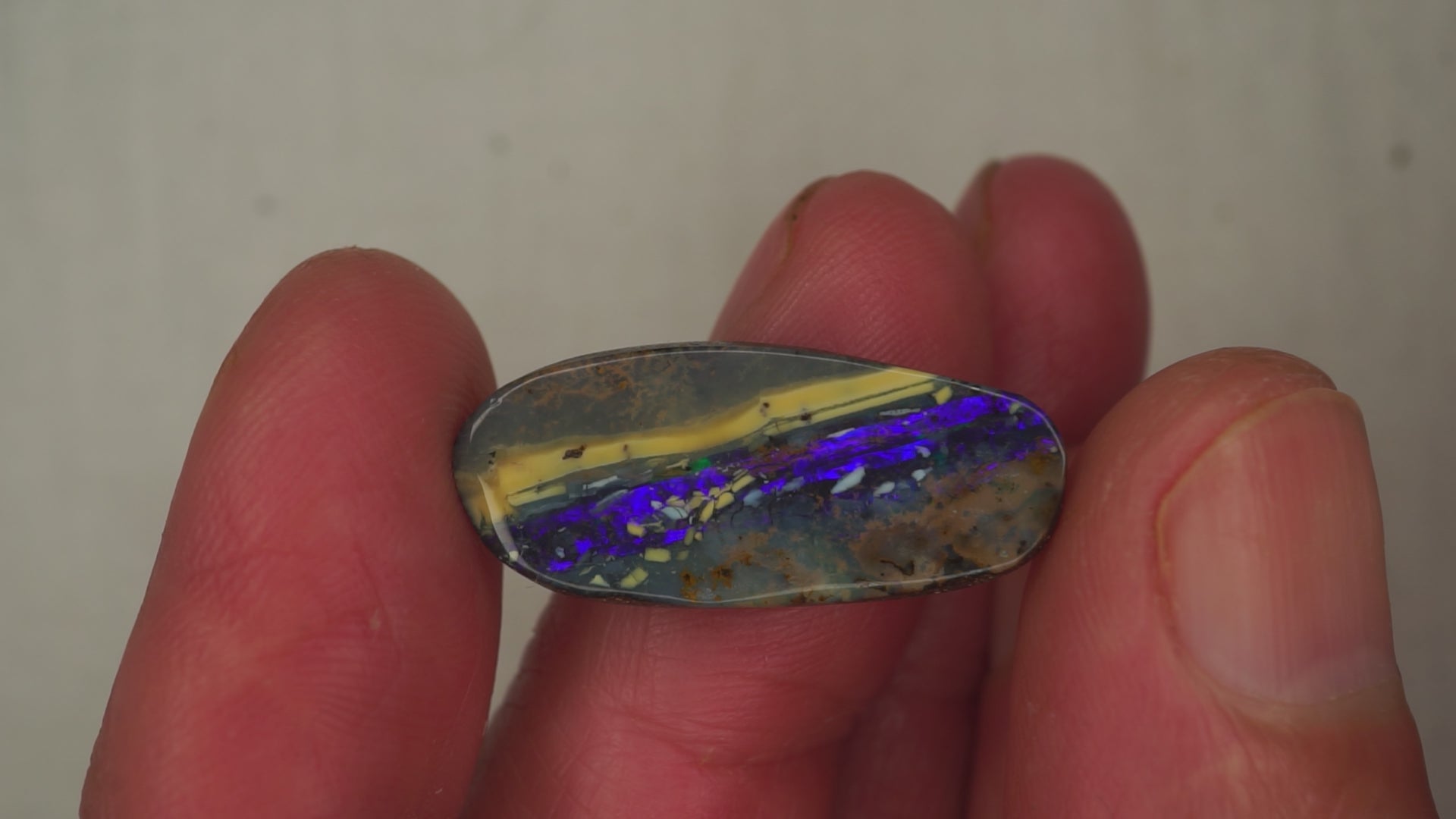 14.0ct Boulder Opal - Bright Purple Band on Natural Host Body Tone