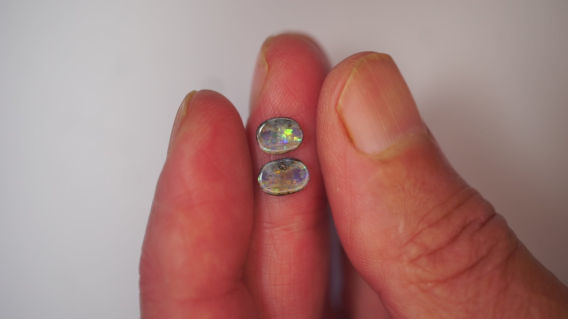 1.9 ct Matched Black Boulder Opal Pair - Teal & Green Flash