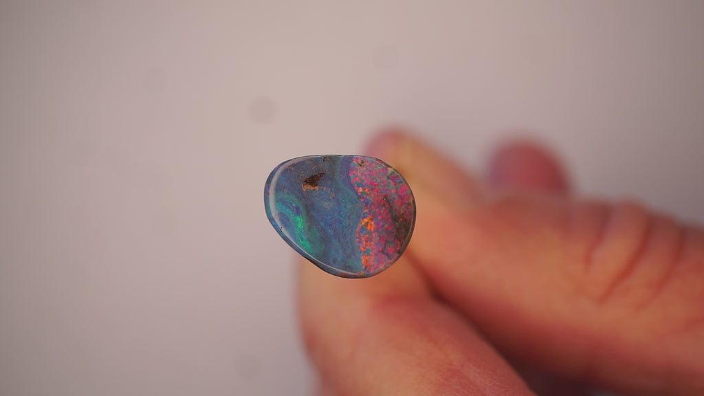4.7ct Boulder Opal - Broad Bands of Pink & Green Pinfire on Blue Host Body Tone
