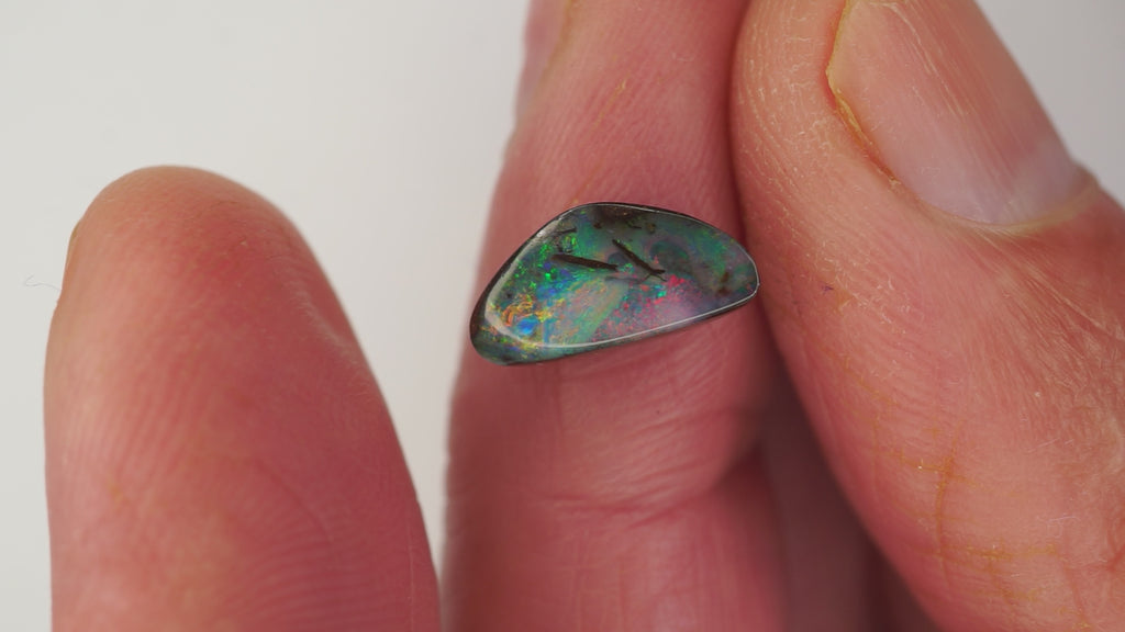 3.0ct Boulder Opal - Multicolour Fire on Dark Green Base