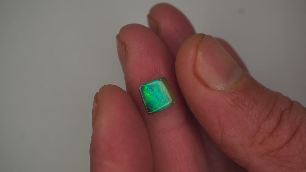 2.3 ct Rectangular Boulder Opal - Green & Blue Flash Play