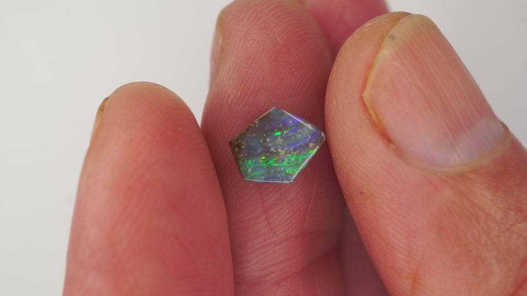 1.4 ct Blue Boulder Opal - Green & Yellow Colour Play