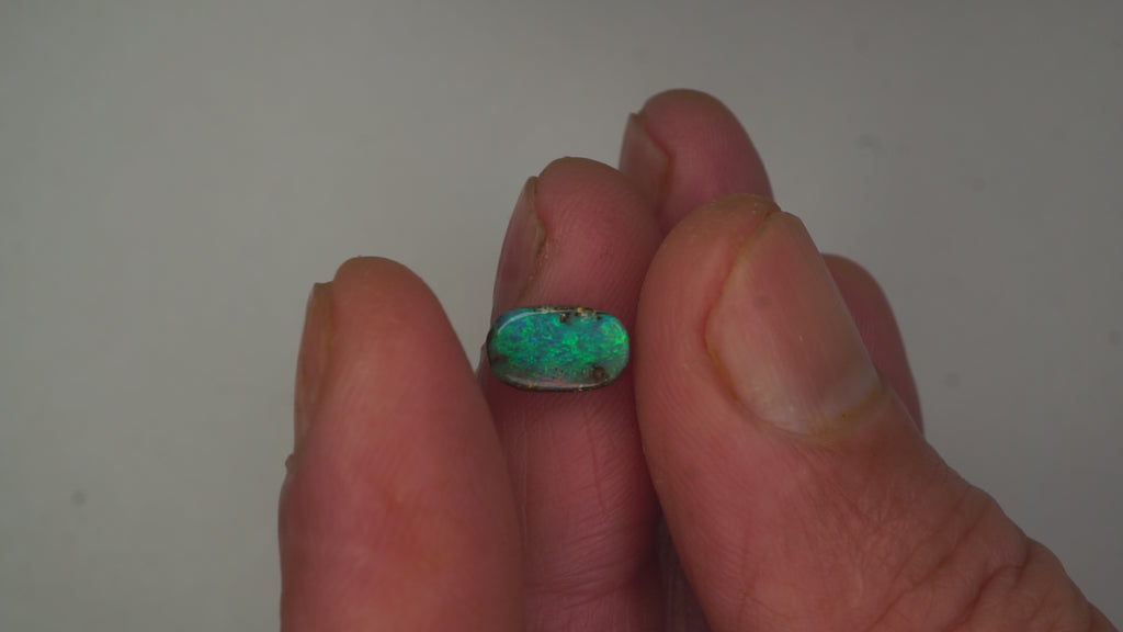 1.5 ct Green Boulder Opal - Green & Blue Pinfire Pattern