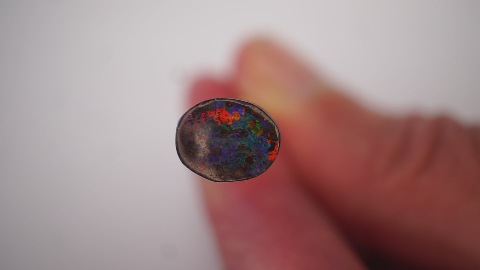 4.3ct Boulder Opal - Green & Blue Play Through Ironstone Matrix with Directional Neon Blue, Orange & Red