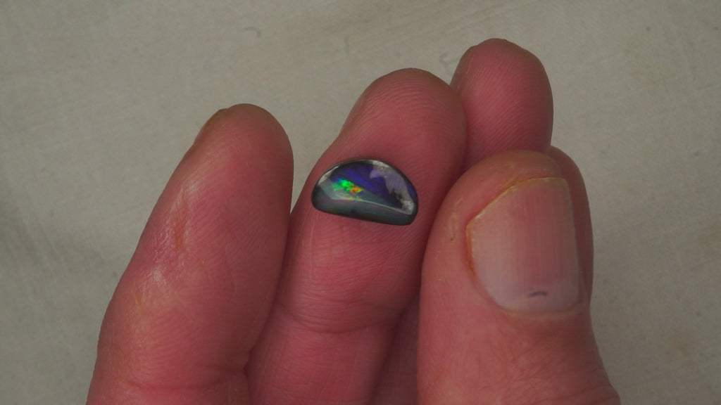 3.2 ct Dark Blue Boulder Opal - High-Contrast Neon Flash