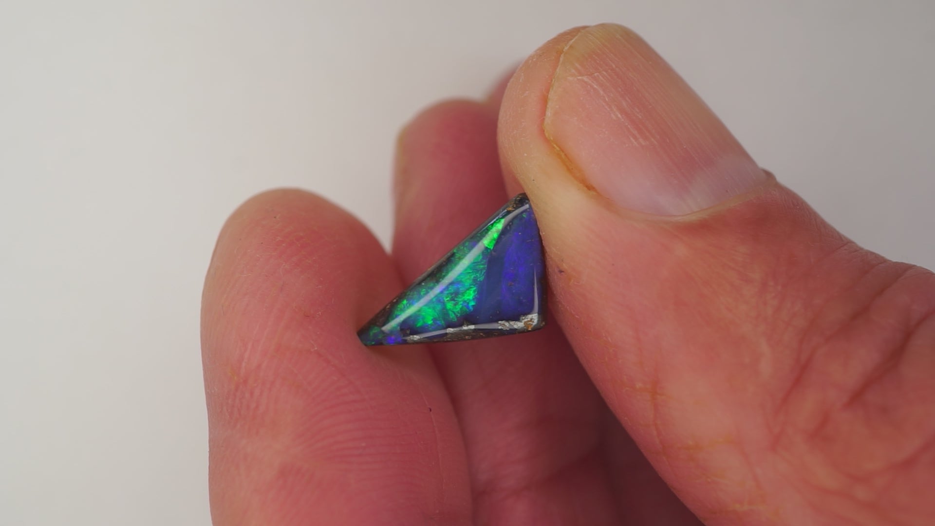 3.8ct Boulder Opal - Green Fire on Dark Blue Base